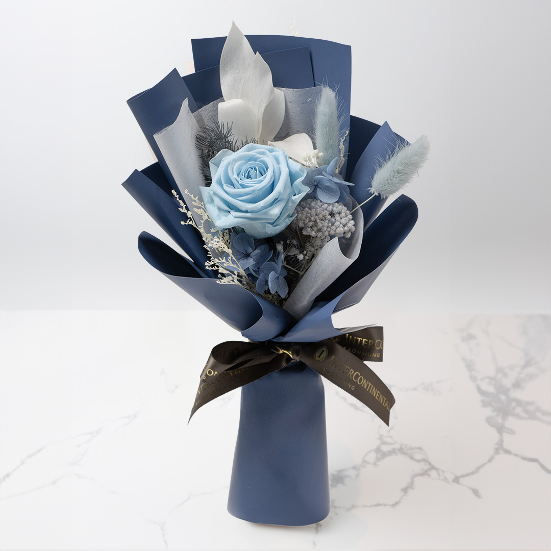 蔚藍單朵永生花束
